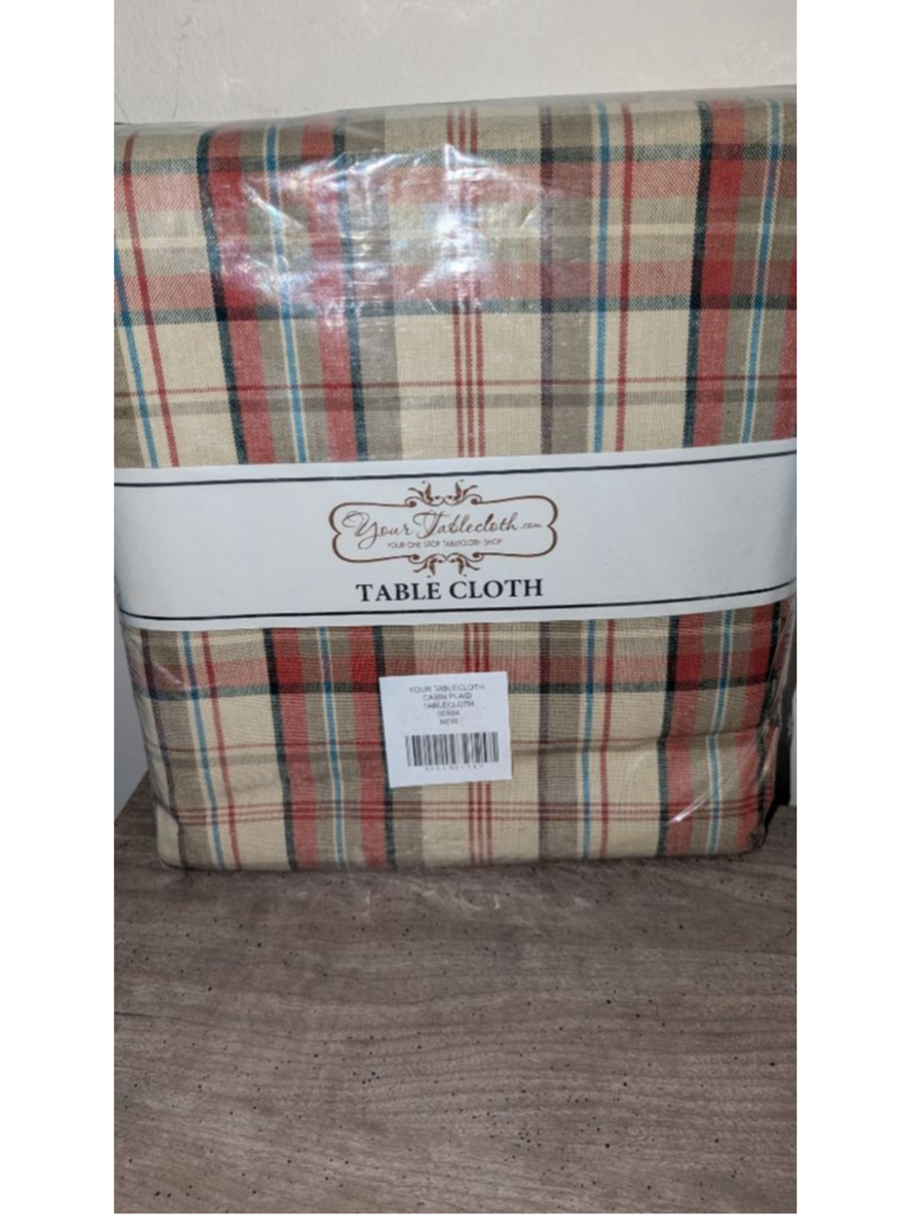 Your Tablecloth Cabin Plaid Tablecloth 60x84 Beige Red
